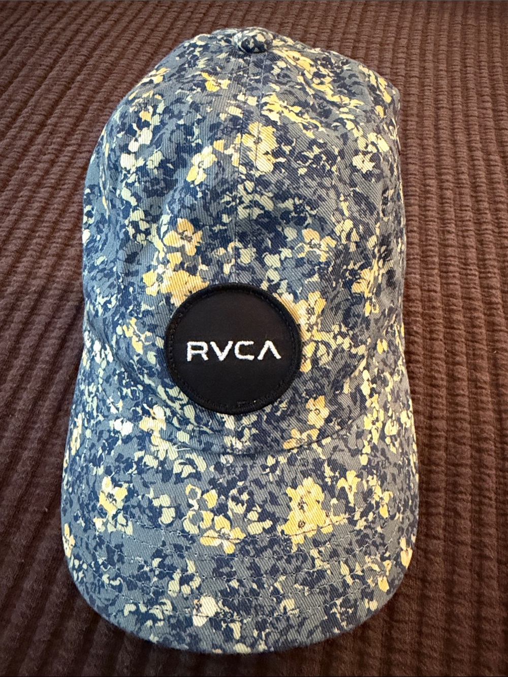RVCA Blue Floral Denim Cap with Yellow Accents